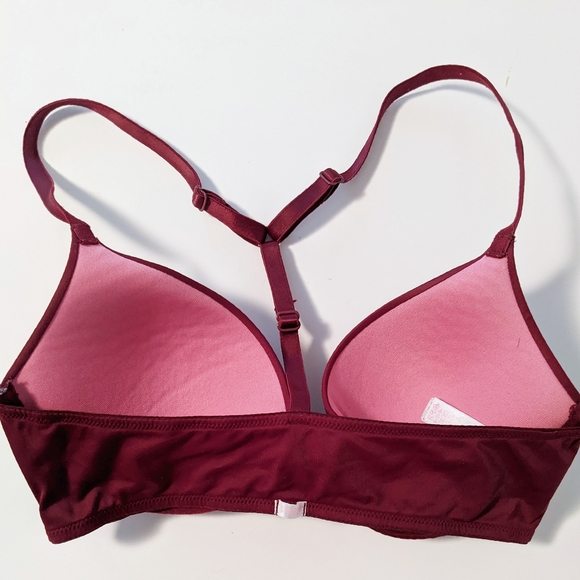 PINK Victoria's Secret Burgundy Wear Everywhere Push Up Bra 32C - Picture 2 of 4